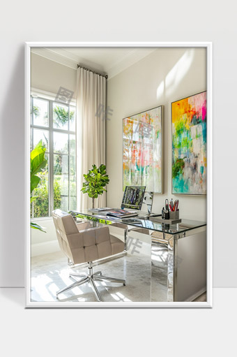 现代简约风格明亮舒适的居家办公空间设计