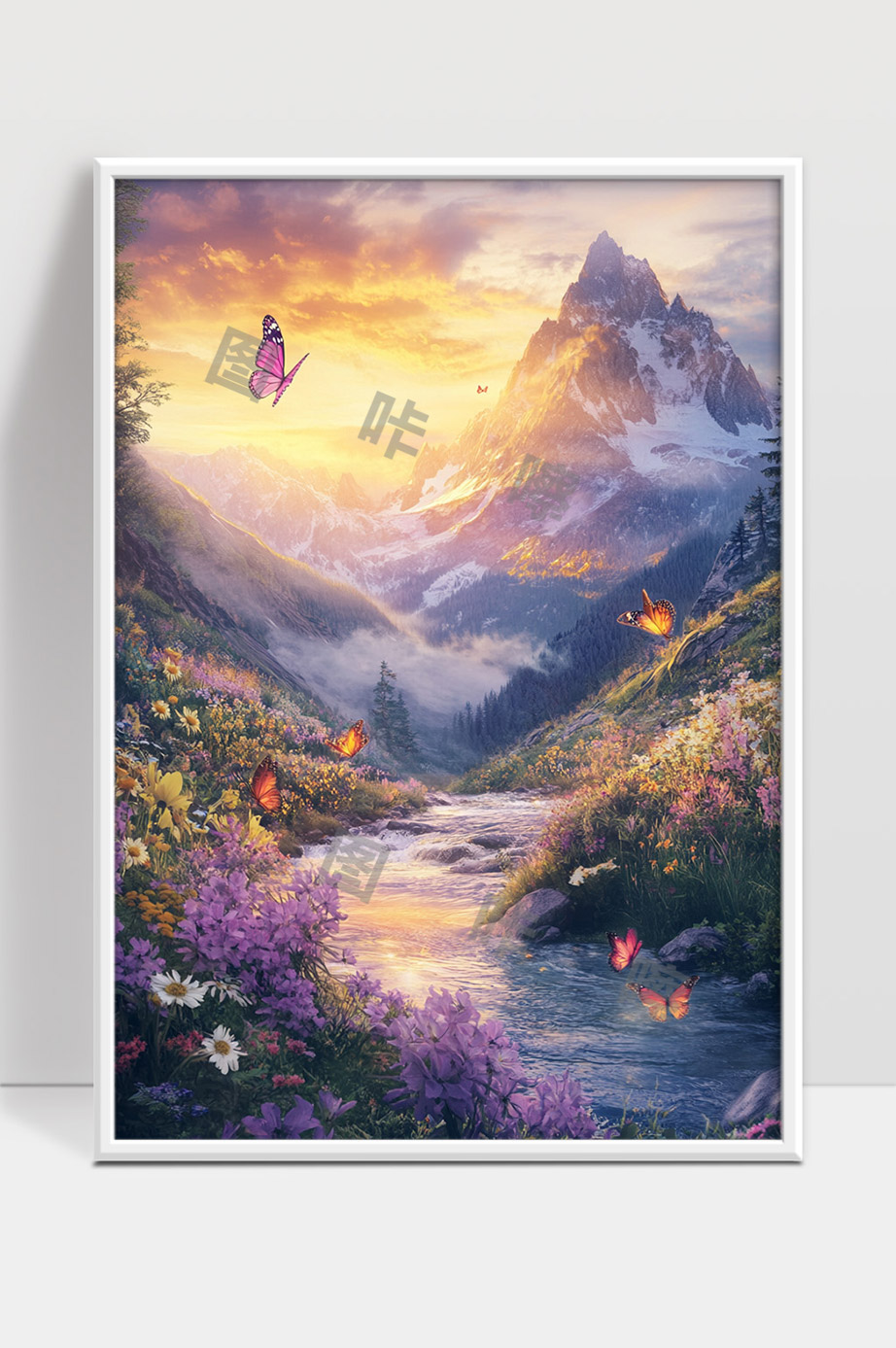 春日山谷花海蝴蝶舞动唯美自然风光