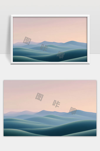 晨曦中的起伏山丘层层叠叠渐变色彩美景