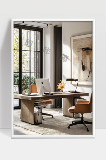 现代简约风格明亮舒适的居家办公空间设计