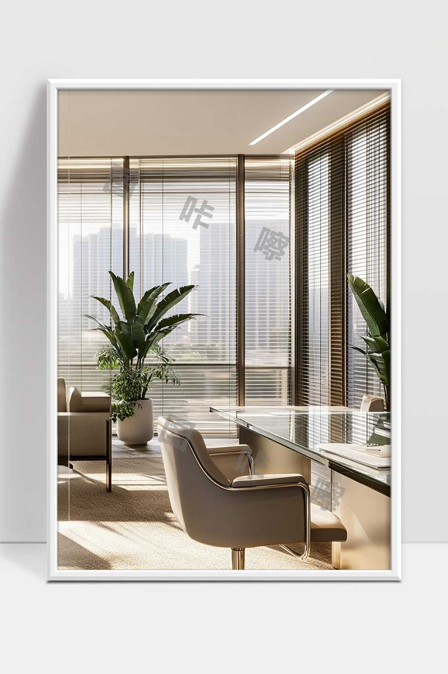 现代办公空间内敞明亮的休闲洽谈区设计