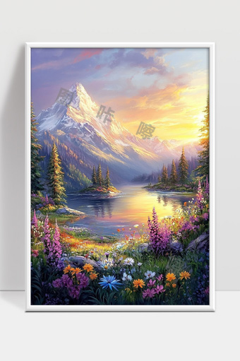 壮丽山水与盛开花海的自然唯美风光画面