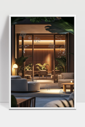 现代简约风格室内植物装饰舒适客厅设计