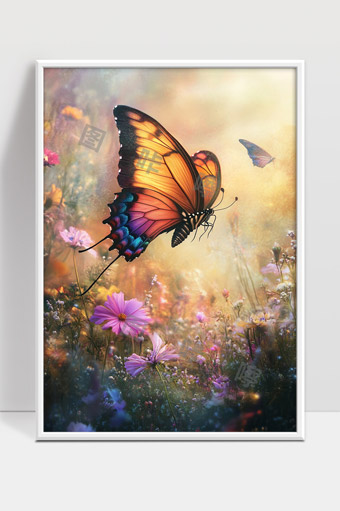 绚丽色彩蝴蝶翩翩舞动花海美景