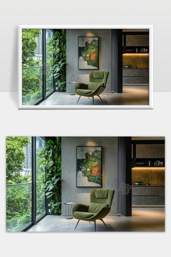 现代简约风格绿植阳台休闲沙发舒适居家空间设计