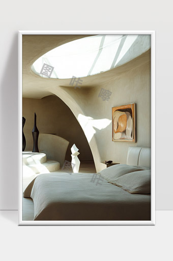 现代极简主义风格石膏曲线卧室自然光影设计