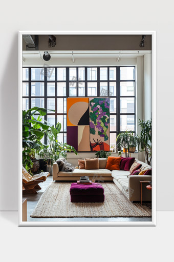 现代简约风格客厅绿植摆设舒适温馨家庭空间设计