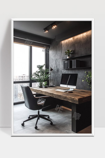 现代简约风格办公空间自然元素融合设计