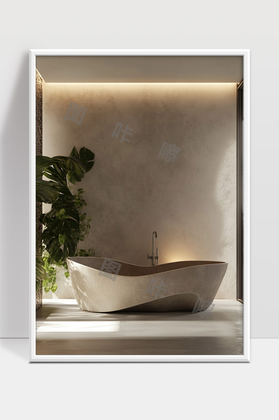 现代简约风格浴室设计自然元素融合舒适休闲空间