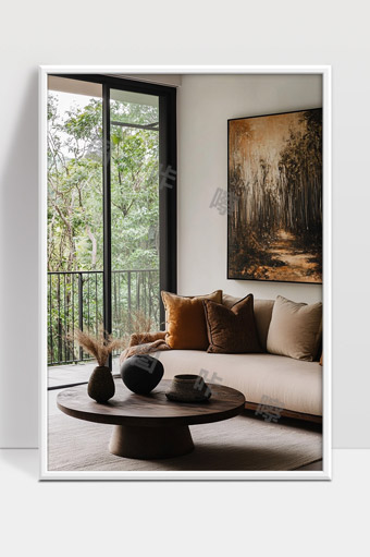 现代简约风格客厅自然元素装饰温馨舒适空间