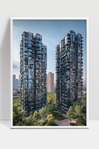 现代都市玻璃建筑高层住宅群城市绿化景观