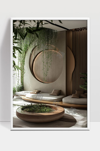 现代简约风格室内自然绿植休闲空间设计