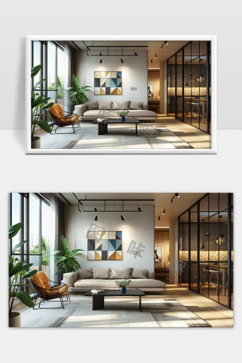 现代简约风格温馨舒适宽敞客厅室内设计效果图