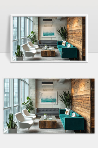 现代工业风格宽敞舒适客厅设计融合自然元素