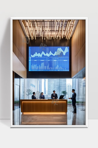 现代商务办公大楼前台商务精英团队会议场景