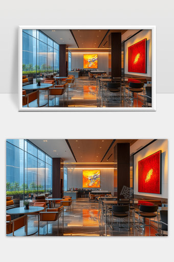现代办公大楼内时尚高端咖啡休闲区设计