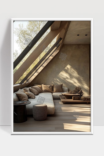 现代简约风格斜顶客厅自然光线舒适休闲空间设计