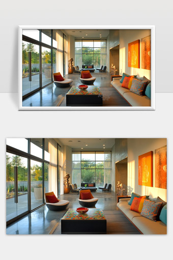 现代简约风格宽敞明亮舒适客厅室内设计