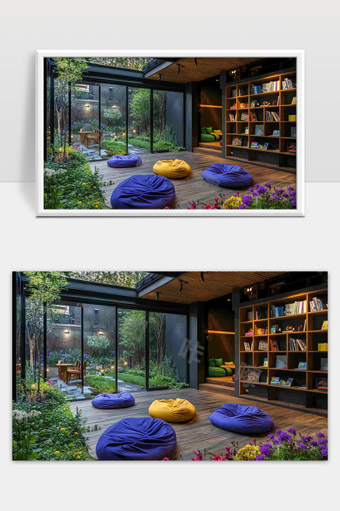 现代开放式室内花园融合舒适阅读休闲空间设计