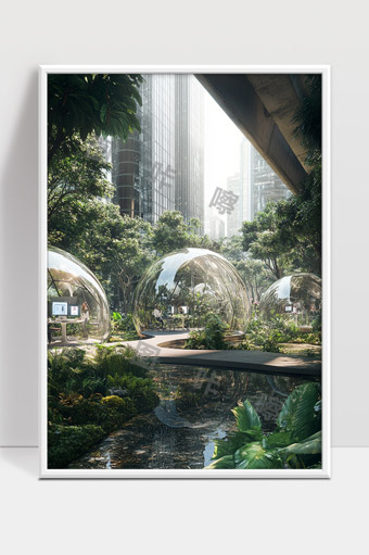未来城市绿色生态办公空间自然与科技融合