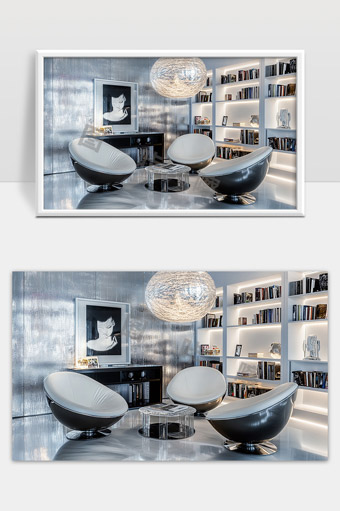 现代简约风格时尚舒适客厅休闲阅读空间设计