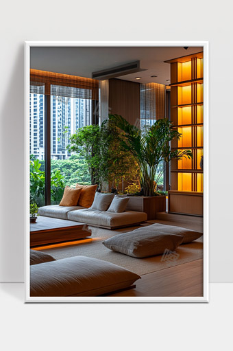 现代简约风格充满绿植的舒适客厅空间设计