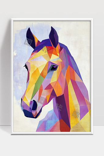 多彩几何马头艺术抽象现代装饰画