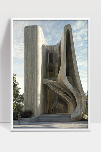 现代混凝土建筑艺术曲线设计展现自然融合之美