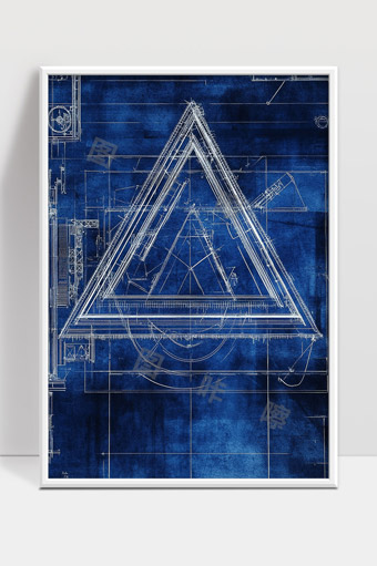 三角几何结构蓝图建筑设计透视图