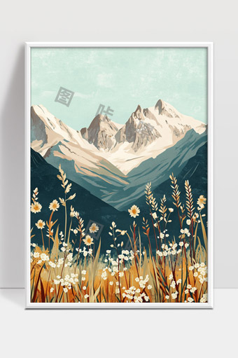 高山花海美景自然风光唯美意境画作