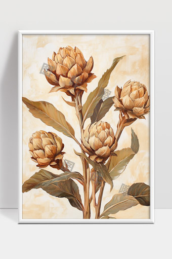 复古风格艺术花卉植物装饰画写意风格