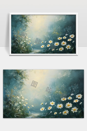 静谧清晨花丛中洒满阳光的芬芳小径