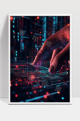 数字科技手指触控虚拟数据界面未来感场景展示