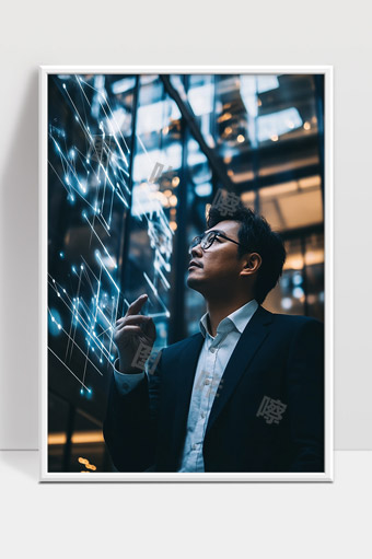 商务男性探索数字科技未来智能创新发展趋势
