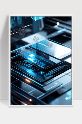 未来科技感数字芯片与数据流信息技术展示