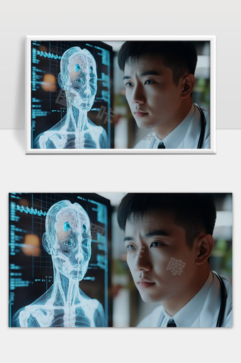 医生通过数字化人体模型进行医学诊断分析