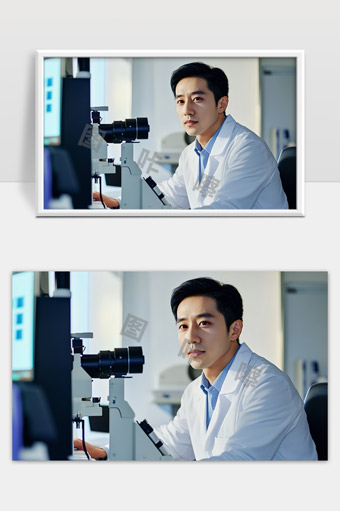 实验室科研人员使用显微镜进行科学研究