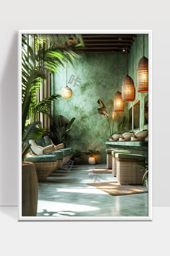 绿色自然风格休闲空间室内设计现代家居布置