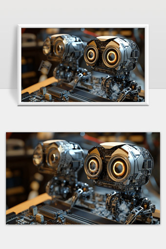 未来科技感机器人电子元件特写高科技智能机械眼睛