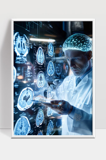 医生利用脑部成像技术进行医学诊断和科研分析