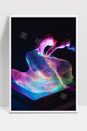 未来科技数字全息手势交互三维空间视觉艺术