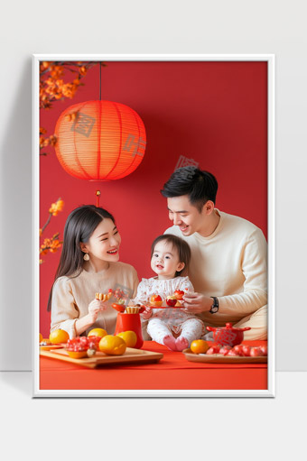 幸福家庭欢聚一堂共庆传统佳节温馨场景