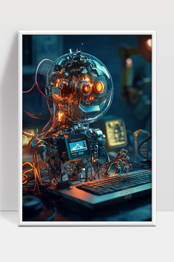 未来科技感机器人智能操作高科技创新实验室场景