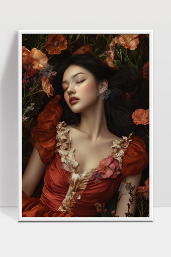 梦境中沉睡的花海女子唯美写真