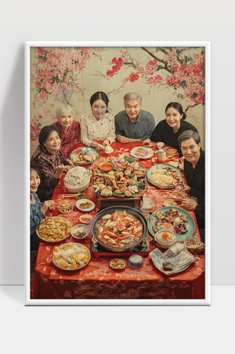 幸福团圆阖家欢乐共庆传统佳节美满时刻