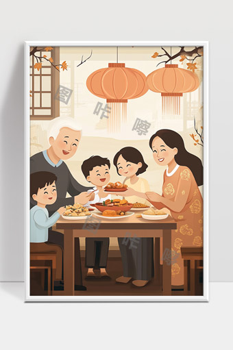 幸福家庭团聚中秋节共享美食欢声笑语温馨时刻