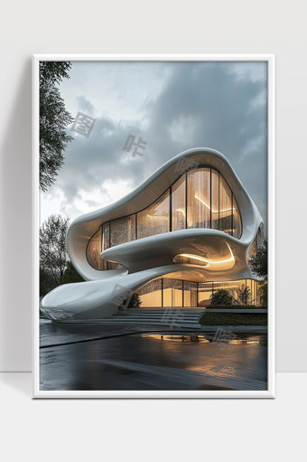 现代风格未来感曲线造型独特建筑住宅设计