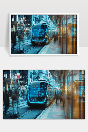 现代城市科技感轨道交通夜景高速列车