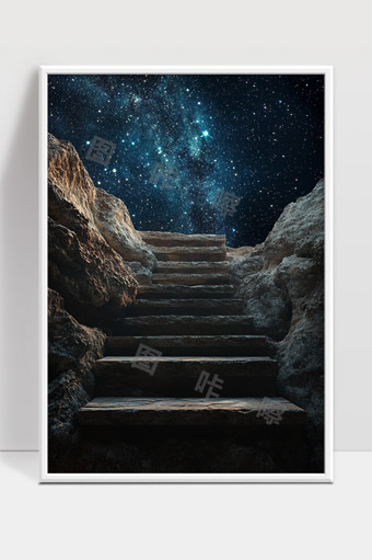 通往星空的石阶神秘夜空梦幻景象