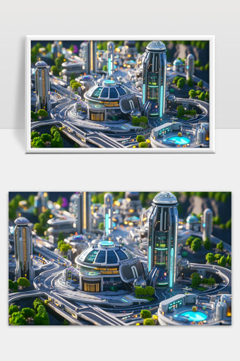 未来科技城市智能交通和现代建筑景观